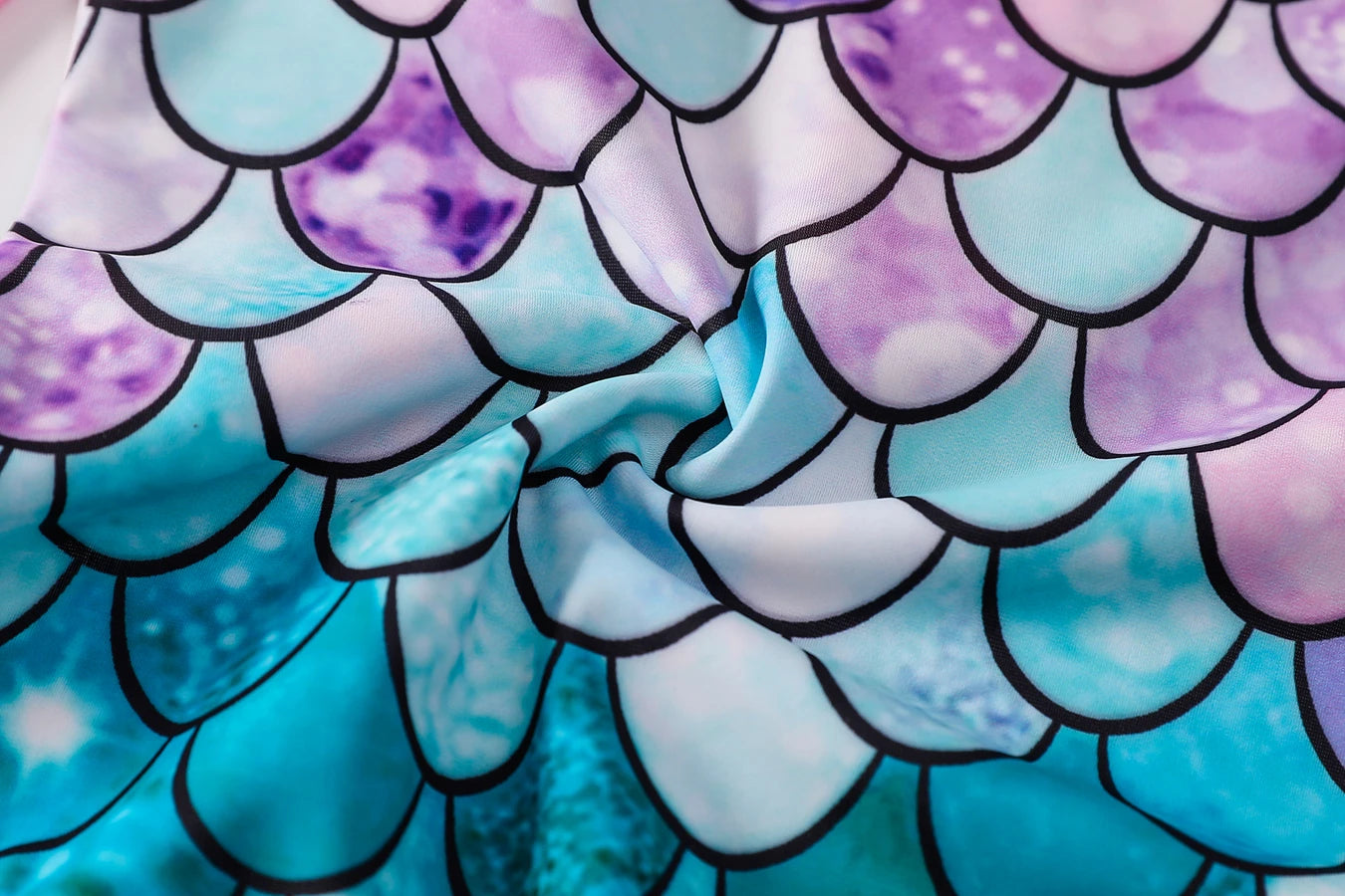 One-Piece Kids Girls Long Sleeve 3D Scale Print Swim Rash Guard Bikini Cut Swimwear