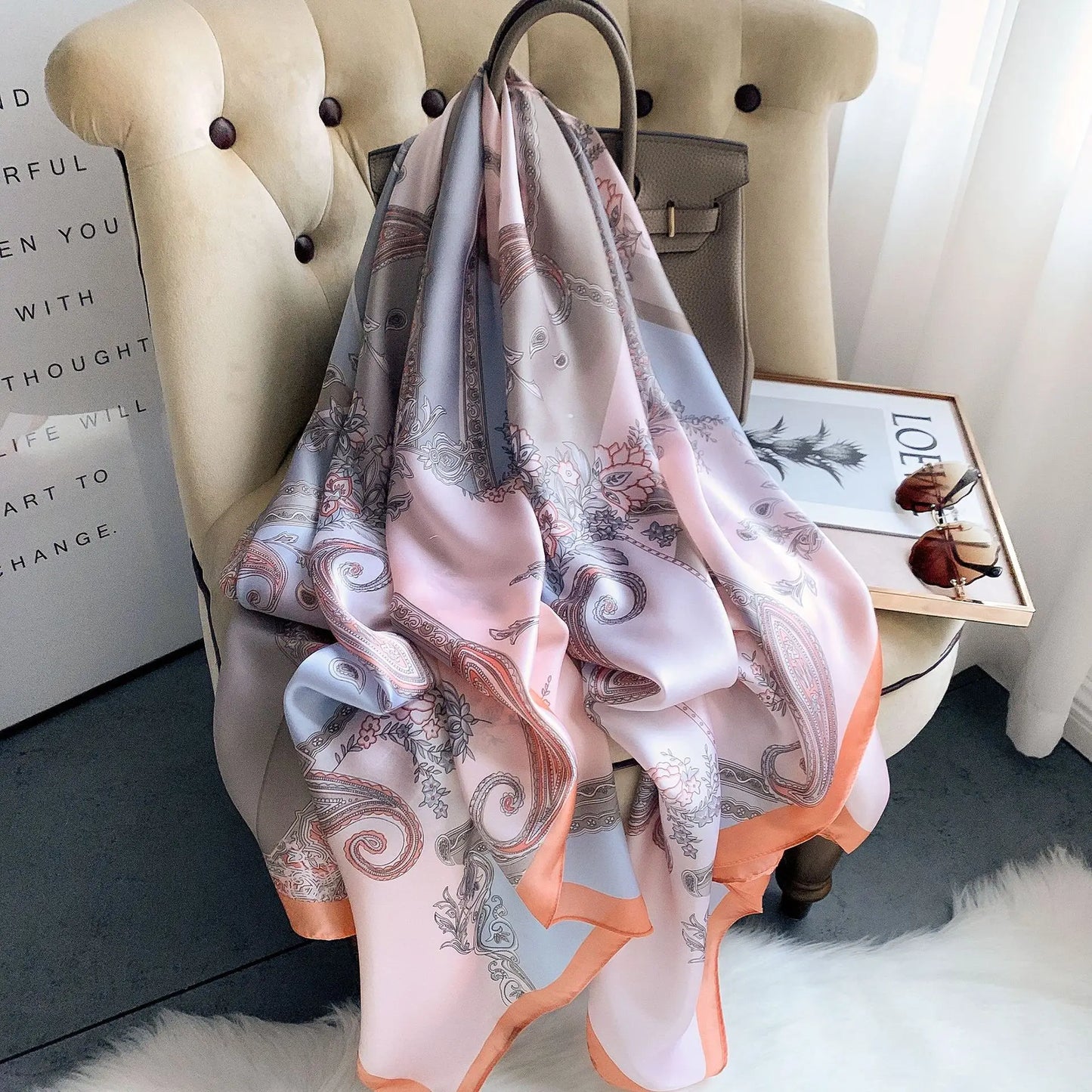 180X90cm Women Four Seasons Bandanna Designs Square Wrap Shawl Scarf Scarves kgL8