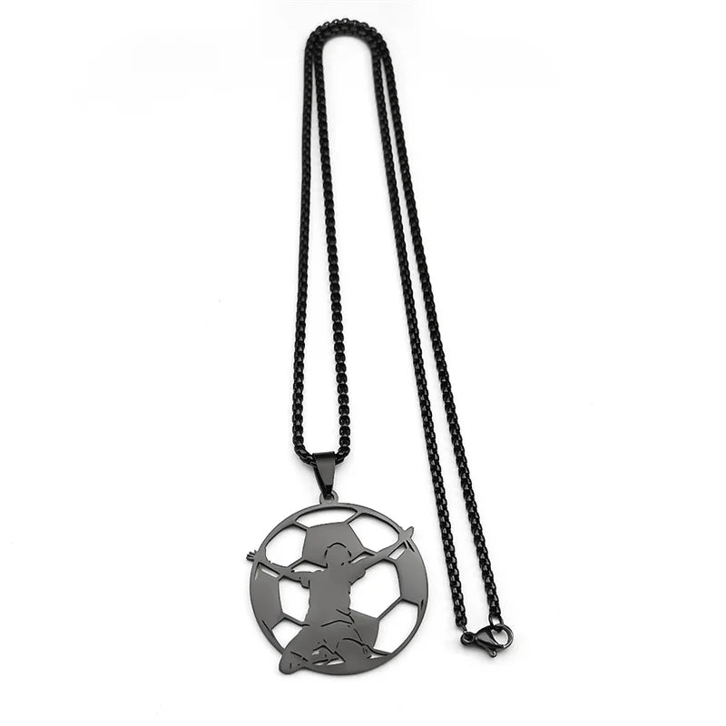 Women Men Soccer Football Goalkeeper Stainless Steel Gold Silver Color Sports Spirit Chain Necklace Pendant