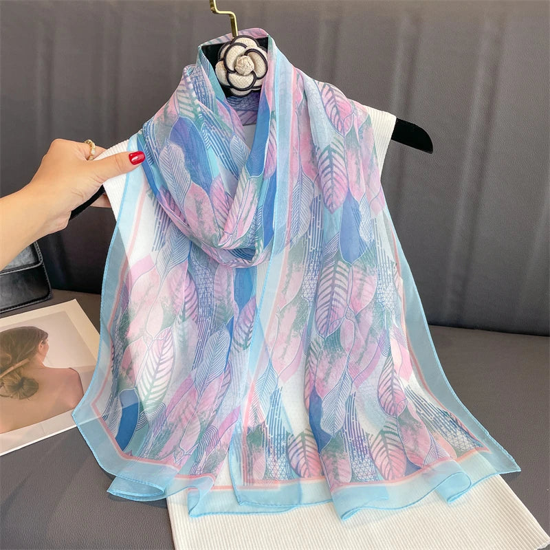 Women Beach Scarf Georgette Silk Shawls Design Printed Wraps Scarves