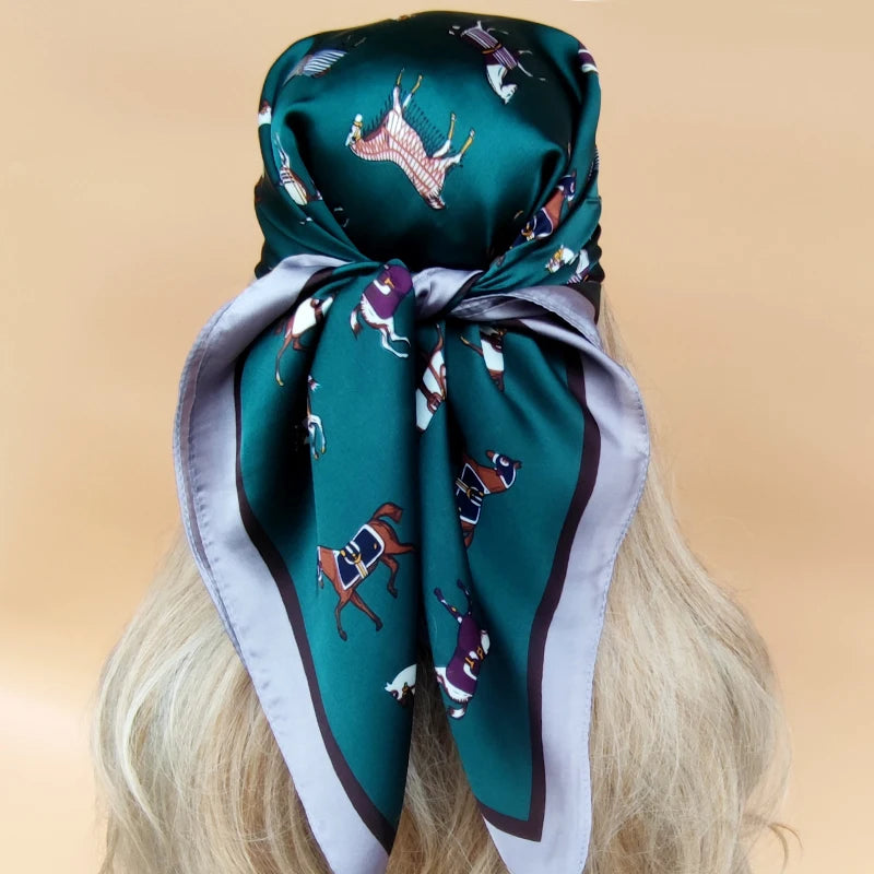 90cm Women Four Seasons Square Silk Satin Bandana Wrap Shawl Scarves Scarfs SRk3