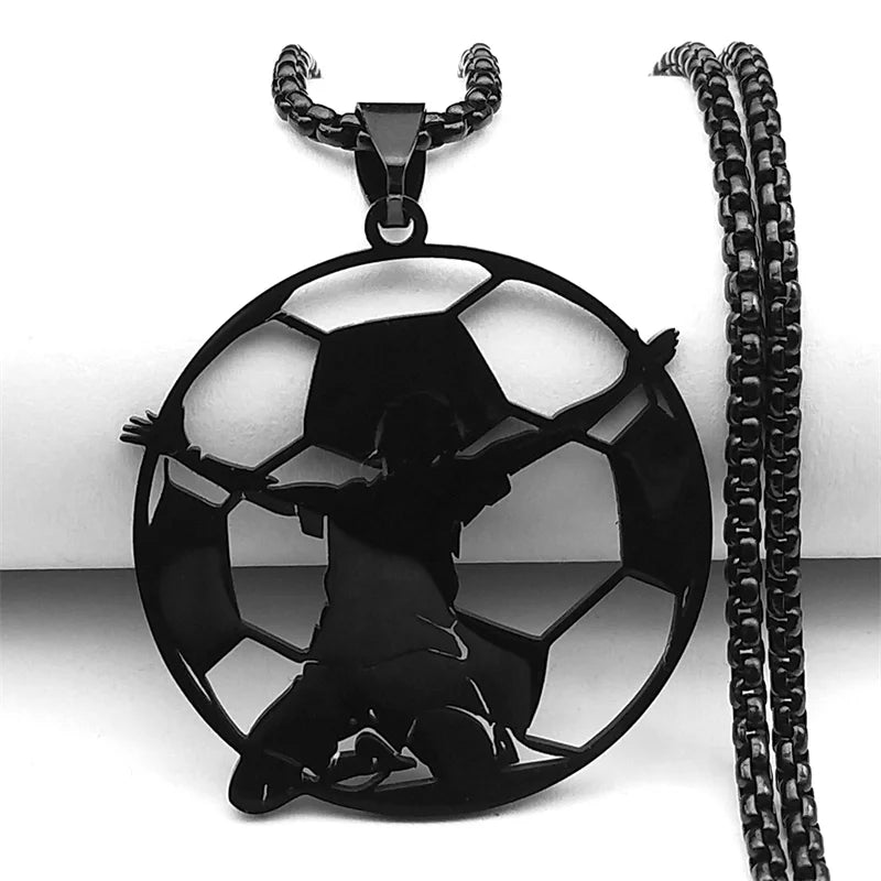 Women Men Soccer Football Goalkeeper Stainless Steel Gold Silver Color Sports Spirit Chain Necklace Pendant