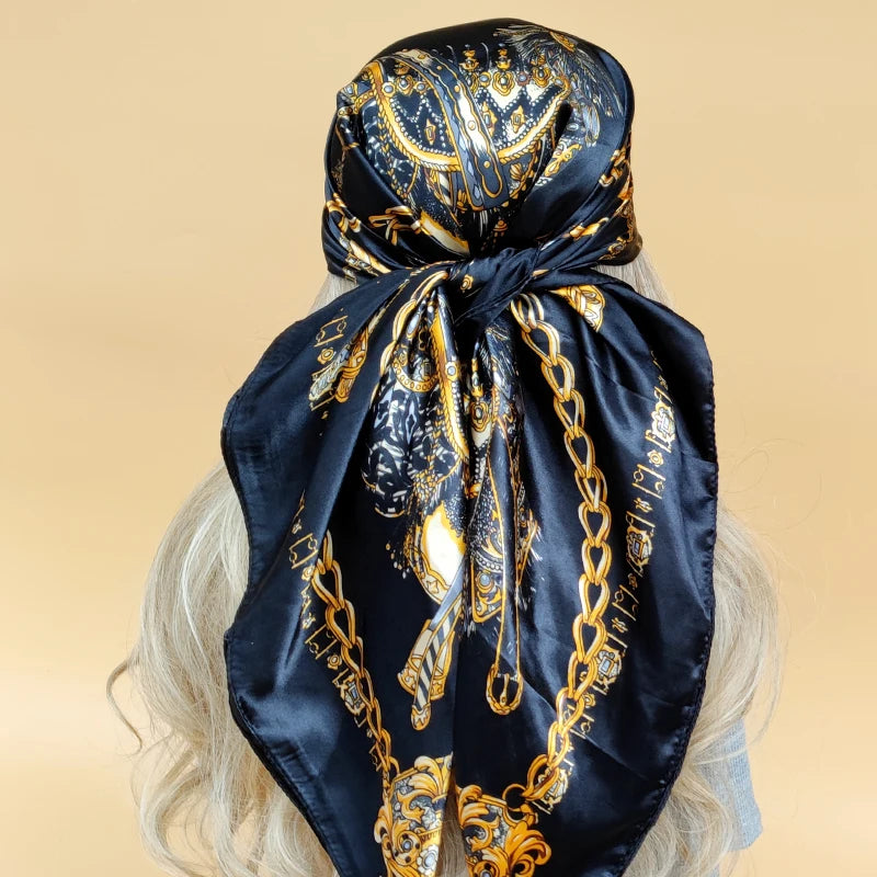 90cm Women Fashion Four Seasons Square Silk Satin Bandana Wrap Shawl Scarves Scarfs