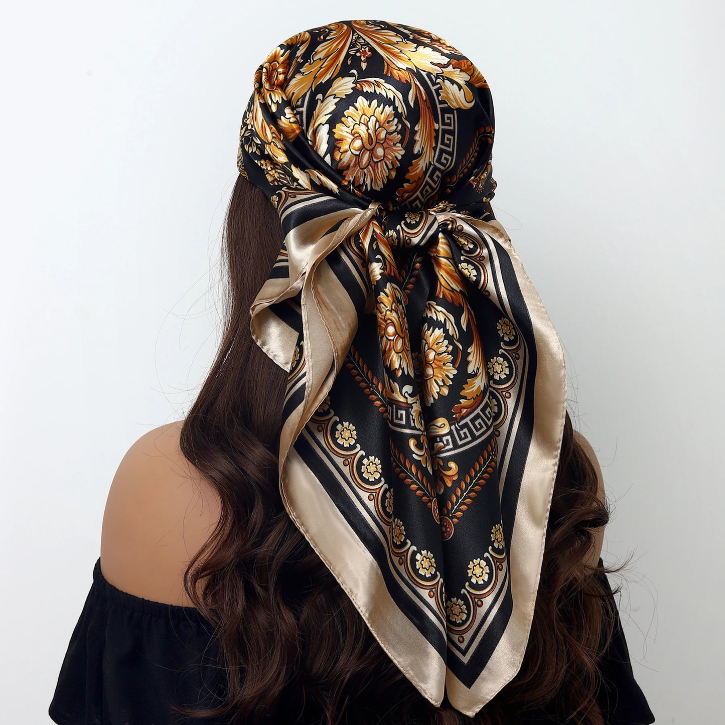 90cm Women Four Seasons Square Silk Satin Bandana Wrap Shawl Scarves Scarfs Sqk7