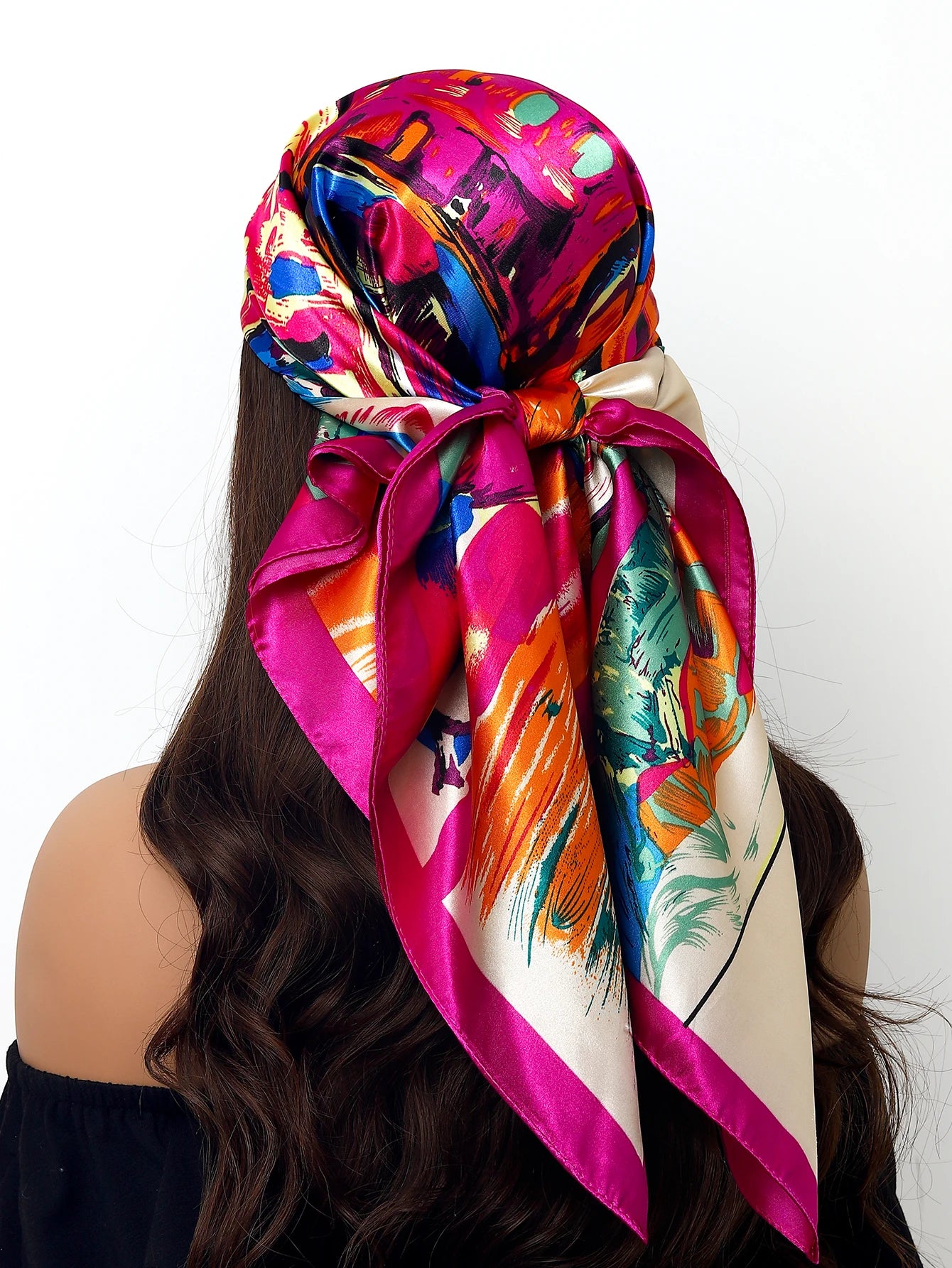90cm Women Four Seasons Square Silk Satin Bandana Wrap Shawl Scarves Scarfs Sqk2
