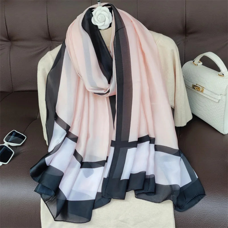 180*90cm Women Designs Silk Satin Bandana Long Shawls Wraps Scarves Pashmina Scarf