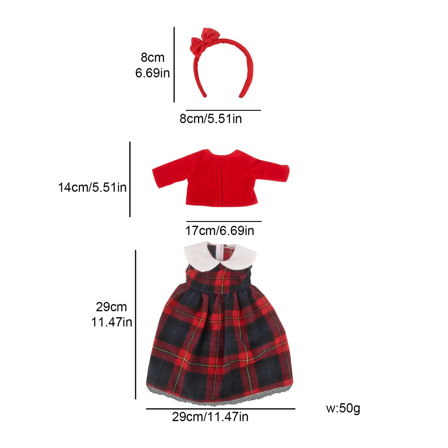 43cm Baby Newborn Scottish Plaid Skirt 18 Inches American Doll School Uniforms Dress + Coat Suits