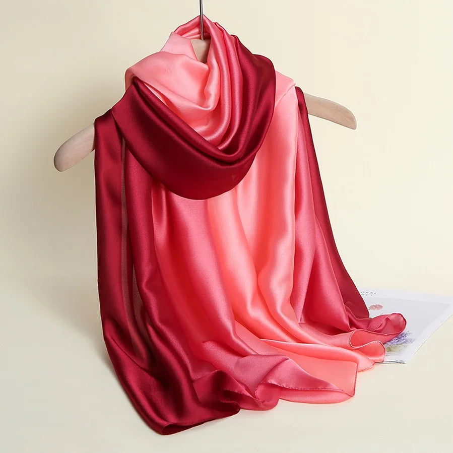 180*90cm Women Chiffon Scarf Gradient Color Shawl Poncho Beach Scarves Wrap