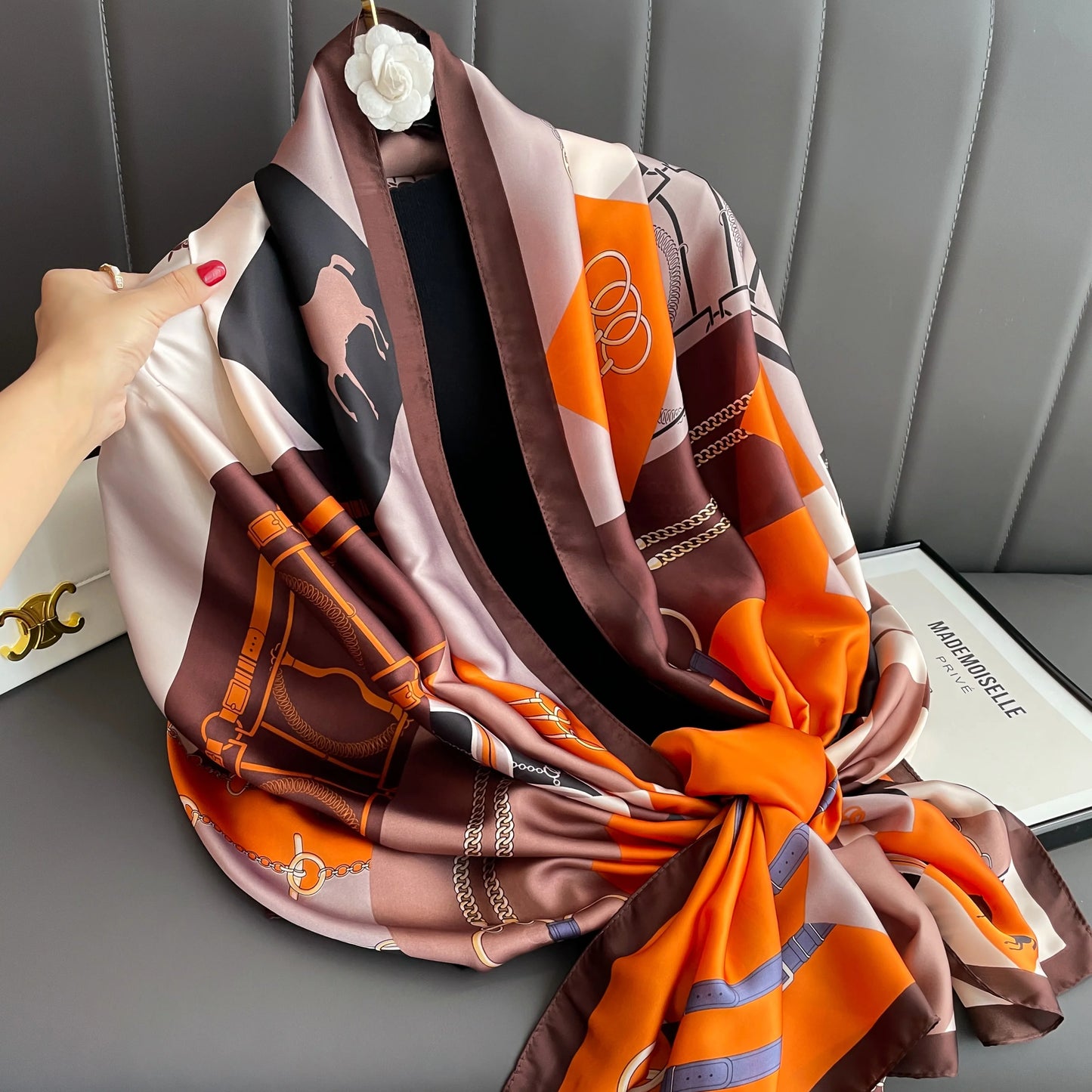 180X90CM Women Luxury Four Seasons Square Silk Satin Bandana Wrap Shawl Scarves Scarfs gk8