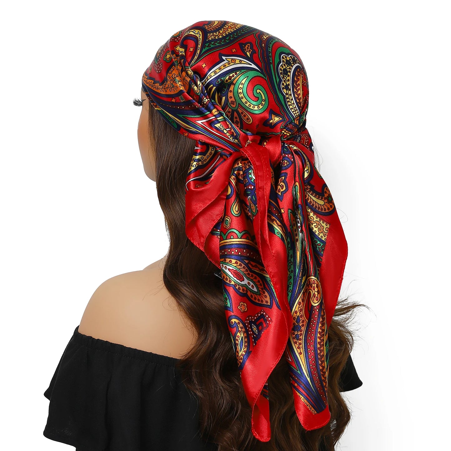 90cm Women Four Seasons Square Silk Satin Bandana Wrap Shawl Scarves Scarfs Spk13