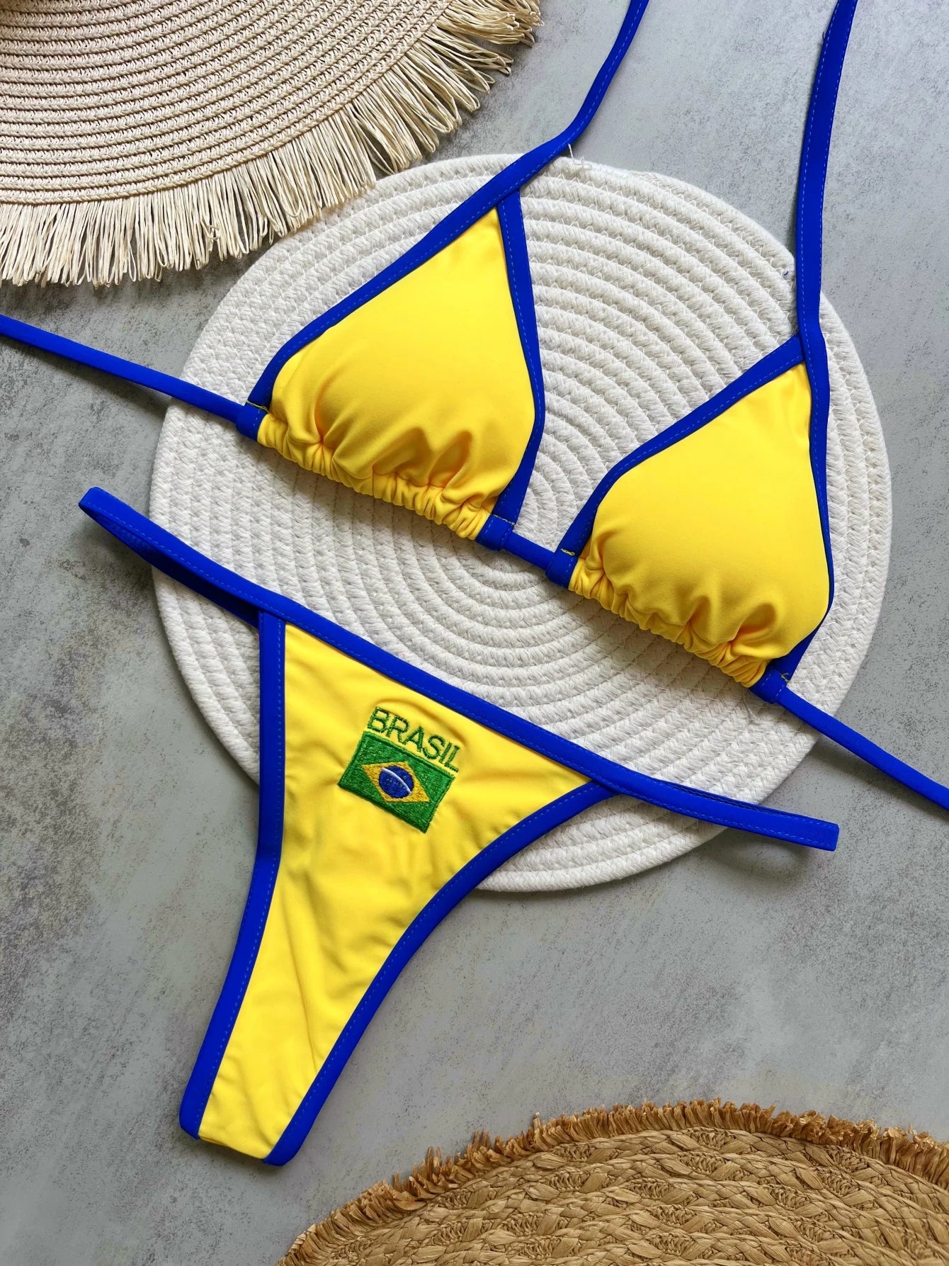 G-string Thong Brazilian Bikini Swimsuit Two-pieces Bikini Brazil Flag Bathing Suit