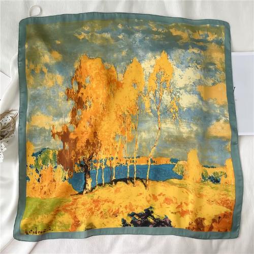 Women Fashion Silk Satin Cats Pets Printed Wrap Scarf Bandana Scarves