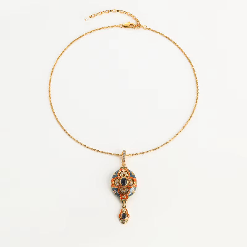 Women Hollowed Out Carvings Oval Enamel Dubai Gold Color Petal Pendant Necklace Earrings Rings