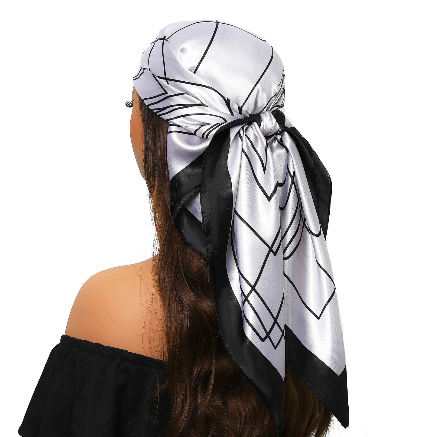 90cm Women Four Seasons Square Silk Satin Bandana Wrap Shawl Scarves Scarfs Spk11