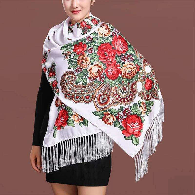 70x170cm Women Fashion Embroidery Shawls Scarf Pashmina Flower Printed Wraps Scarves