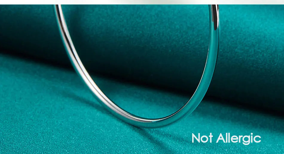 925 Sterling Silver 3mm Solid Smooth Bangle Woman Man Wedding Engagement Bracelet