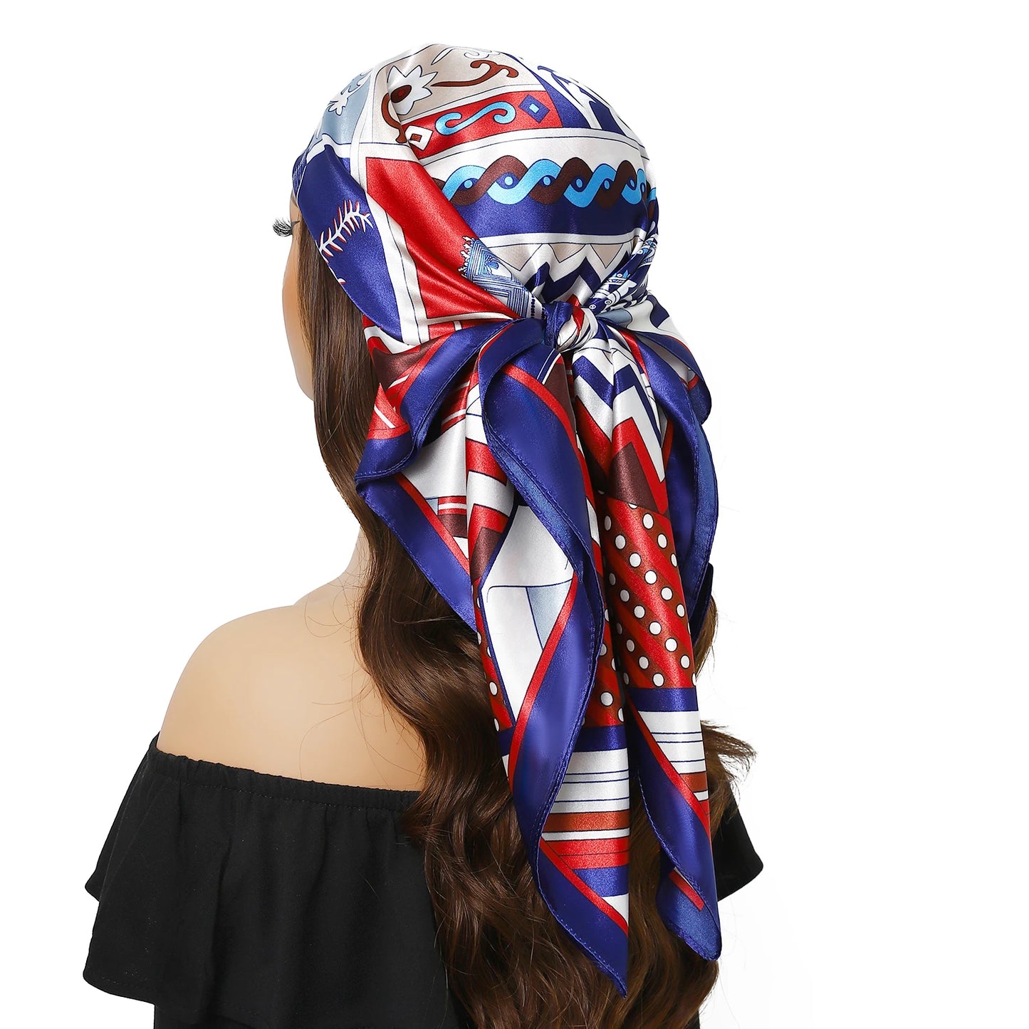 90cm Women Four Seasons Square Silk Satin Bandana Wrap Shawl Scarves Scarfs kfy1