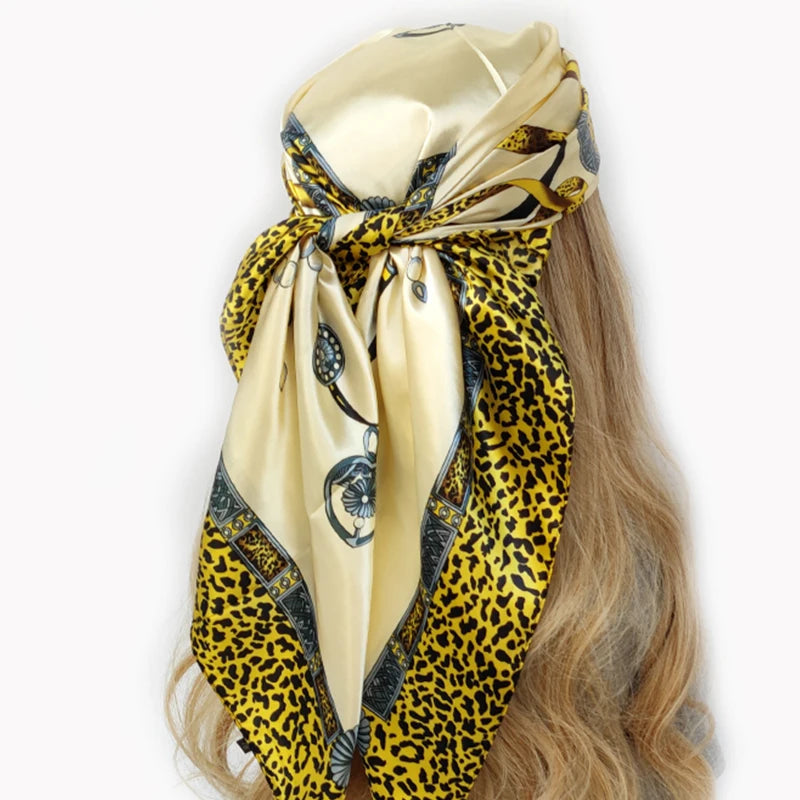 90cm Women Four Seasons Square Silk Satin Bandana Wrap Shawl Scarves Scarfs gf08