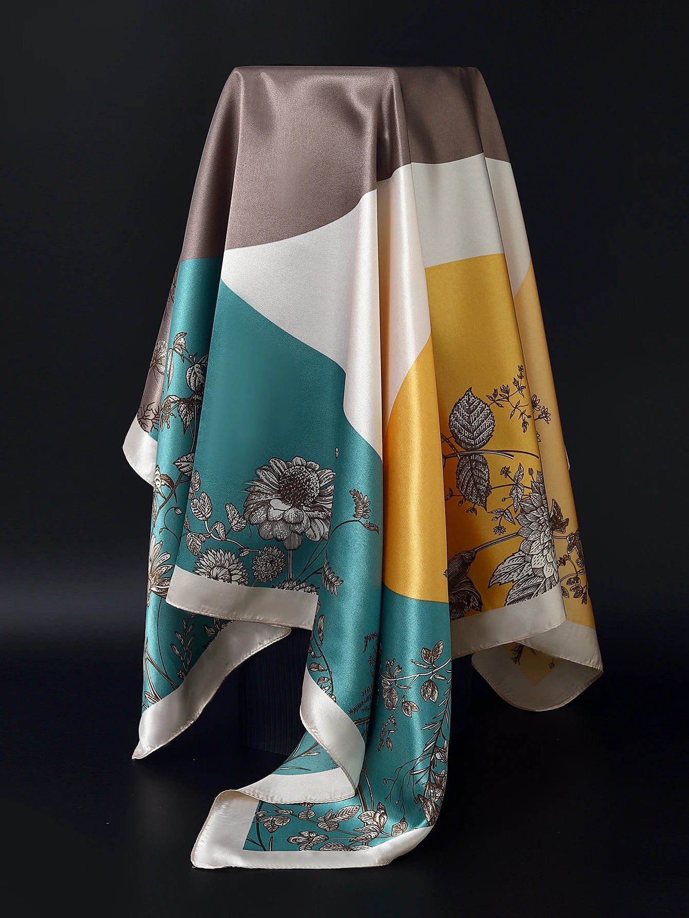 90cm Women Four Seasons Square Silk Satin Bandana Wrap Shawl Scarves Scarfs Sqk2