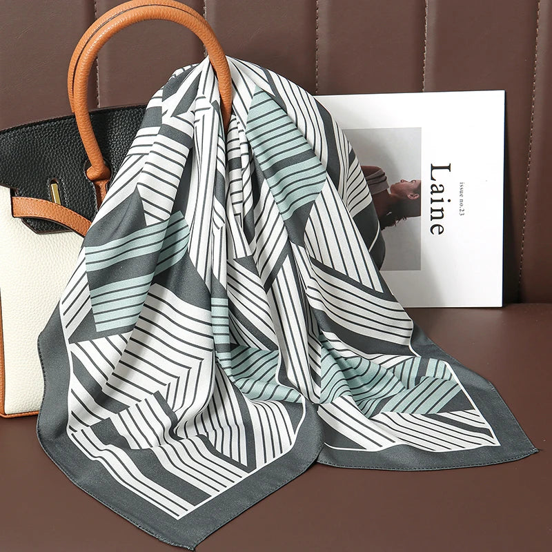 70cm Women Design Square Fashion Printed Satin Silk Scarf Scarves