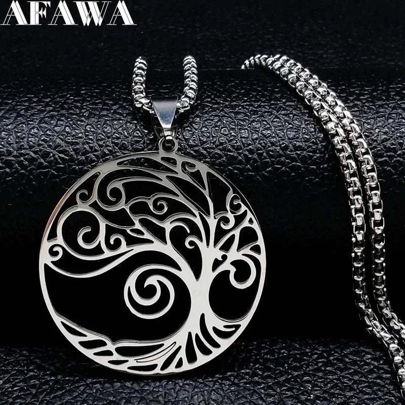 Tree of Life Collar Stainless Steel Women Men Chain Necklaces Pendant