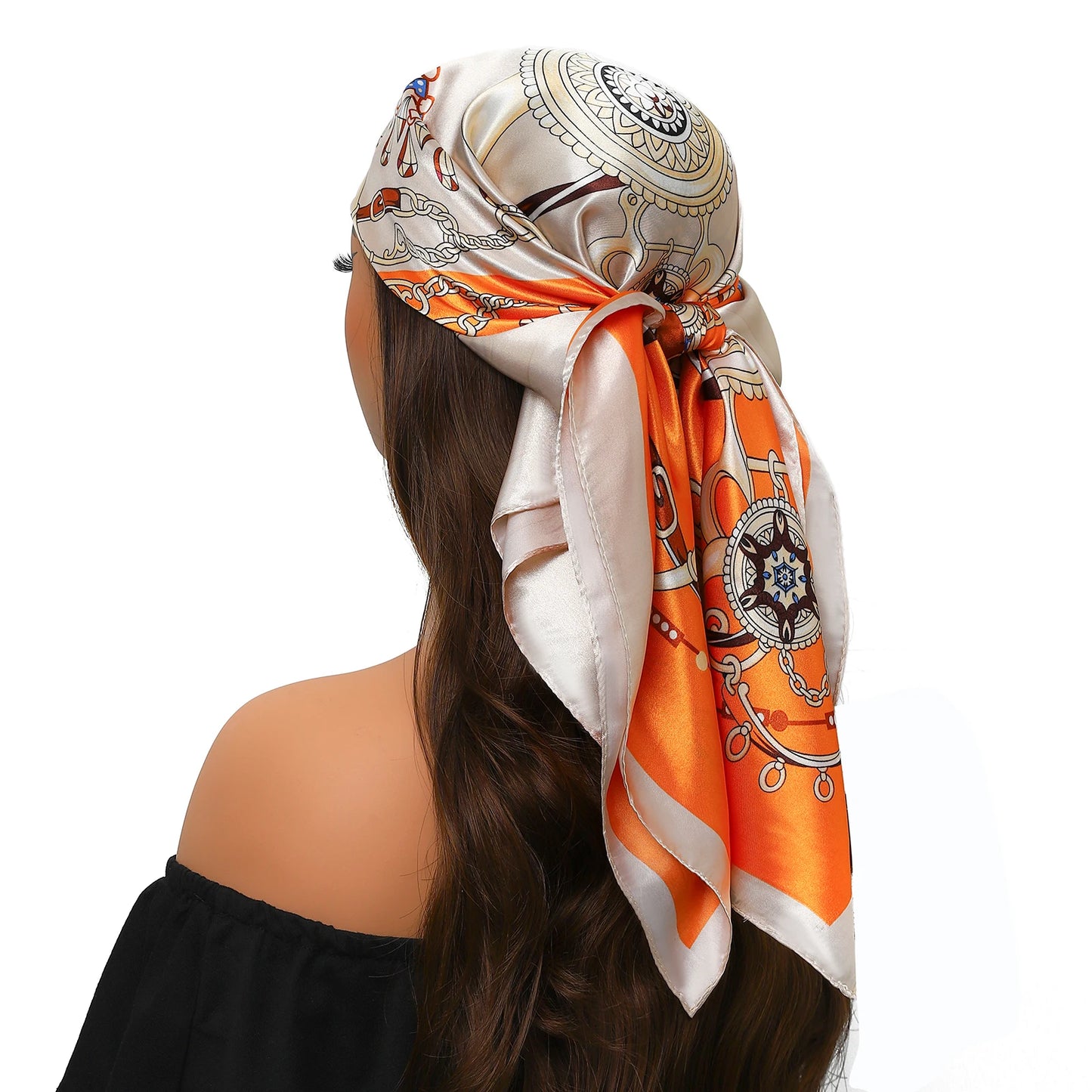 90cm Women Four Seasons Square Silk Satin Bandana Wrap Shawl Scarves Scarfs Spk11