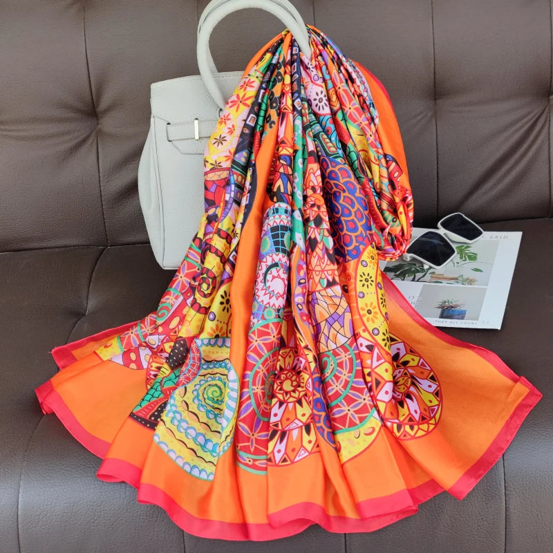 180X90cm Women Four Seasons Bandanna Designs Square Wrap Shawl Scarf Scarves kgL2
