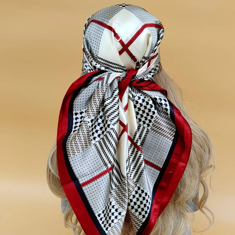 90*90cm Women Four Seasons Square Silk Satin Bandana Wrap Shawl Scarves Scarfs gk7