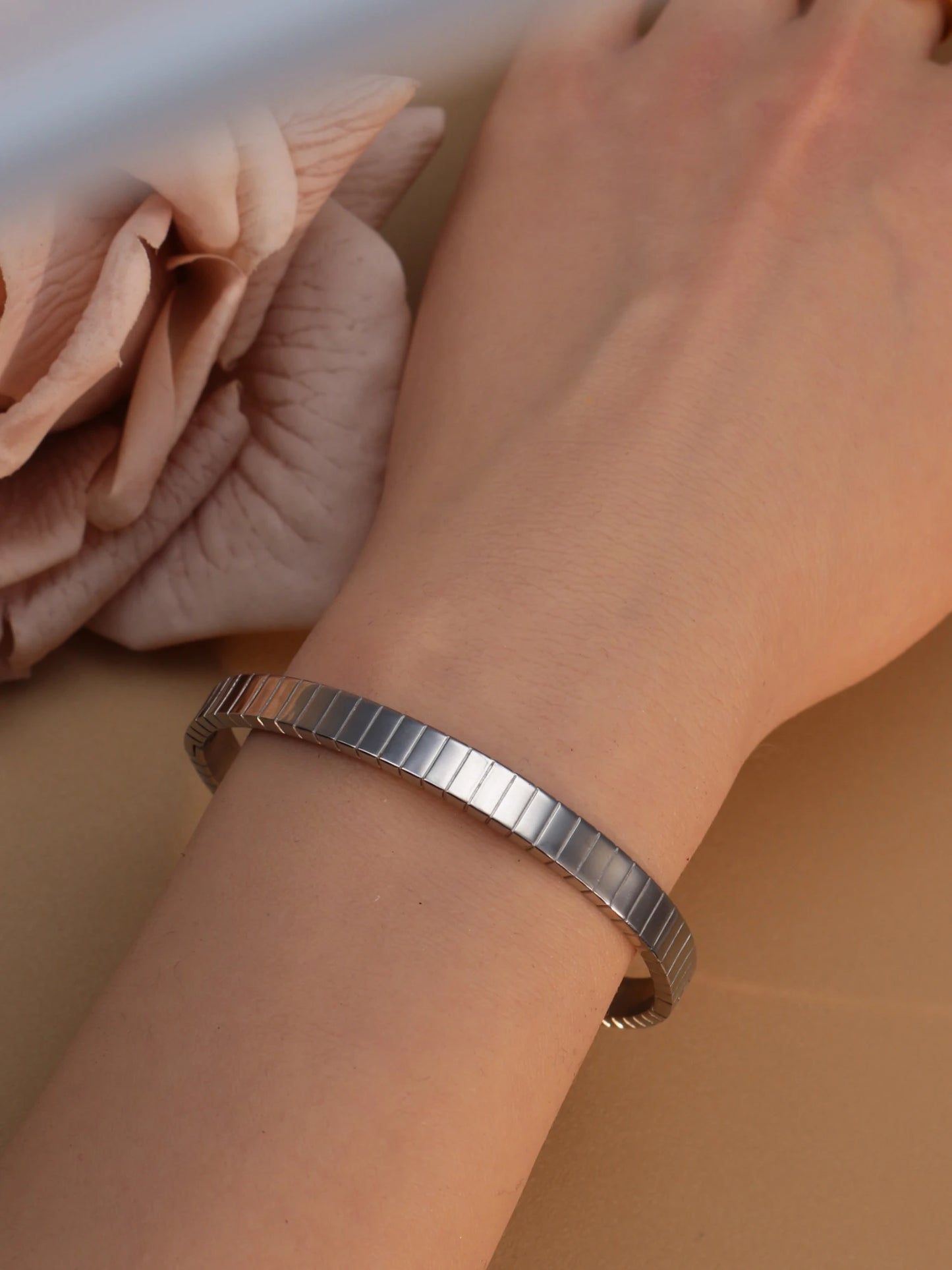 Vintage 18K Plated Stainless Steel Crystal Women's Fashion Bangles Bracelet