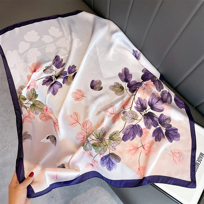 90cm Women Fashion Printed Silk Like Square Scarf Bandana Shawl Wrap Scarves