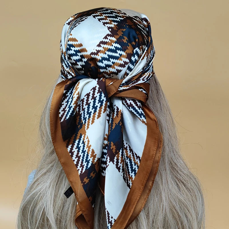70X70cm Women Luxury Four Seasons Square Silk Satin Bandana Wrap Shawl Scarves Scarfs gk7