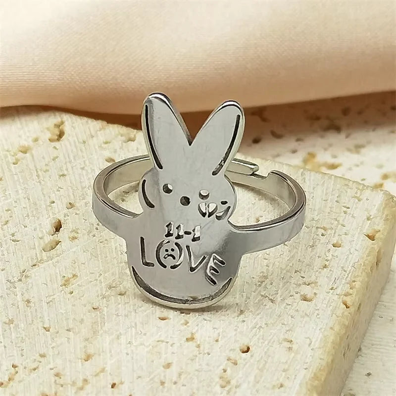 Women Men Kpop Lil Peep Rabbit Sad Stainless Steel Chain Necklace Pendant