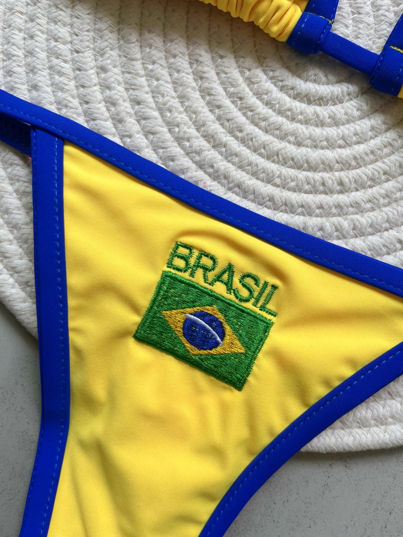 G-string Thong Brazilian Bikini Swimsuit Two-pieces Bikini Brazil Flag Bathing Suit