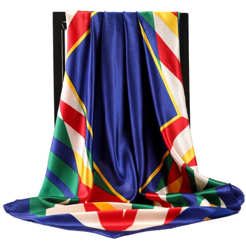 90cm Women Four Seasons Square Silk Satin Bandana Wrap Shawl Scarves Scarfs kfy1