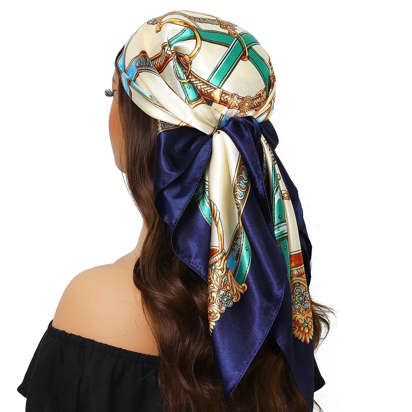 90cm Women Four Seasons Square Silk Satin Bandana Wrap Shawl Scarves Scarfs Spk13
