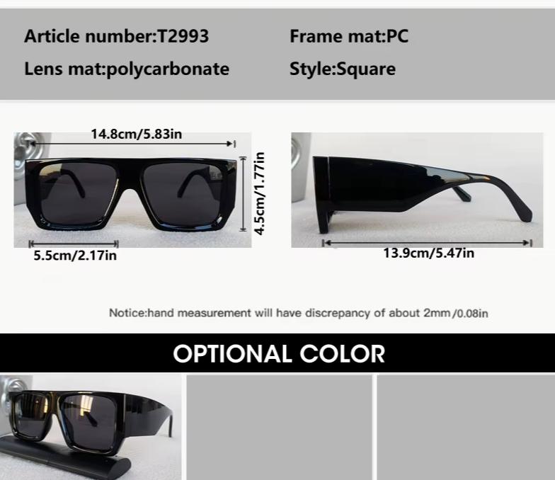 Oversized Square Steampunk Men Big Designer Vintage Punk Sunglasses Shades UV400