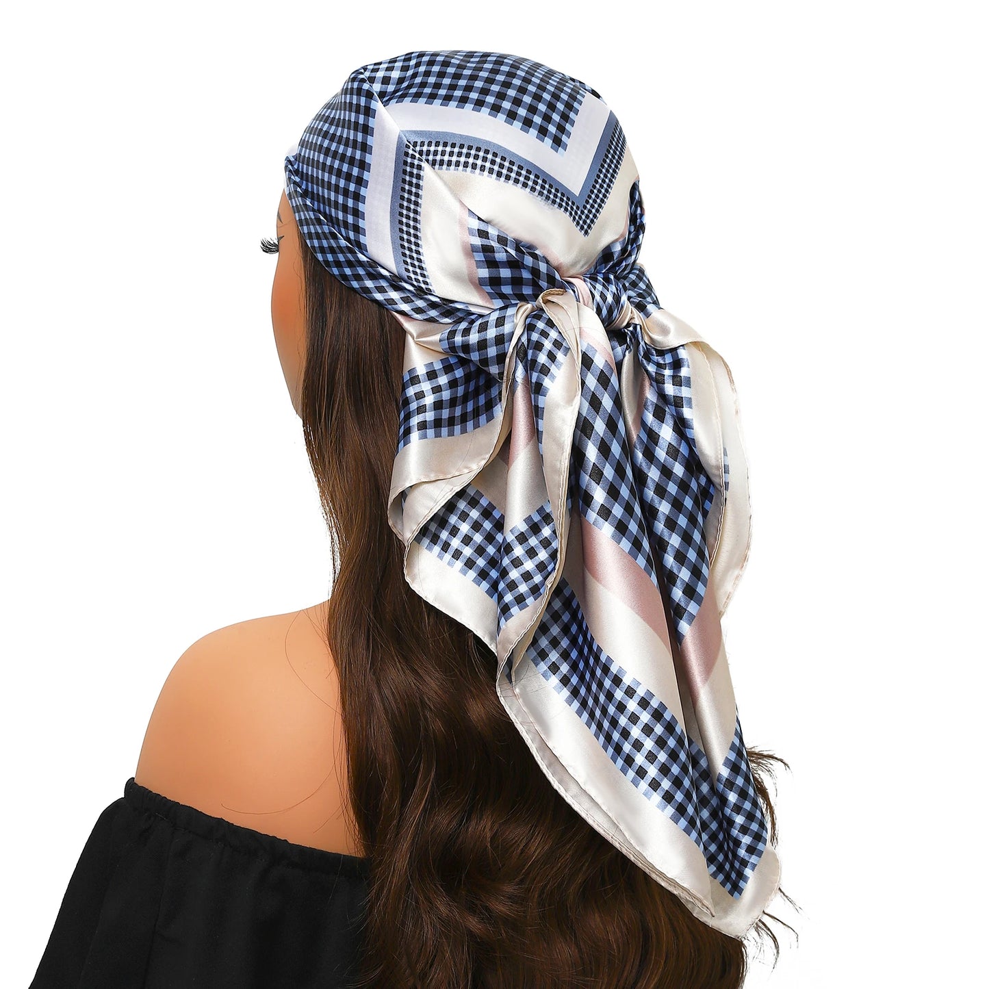 90cm Women Four Seasons Square Silk Satin Bandana Wrap Shawl Scarves Scarfs Spk11