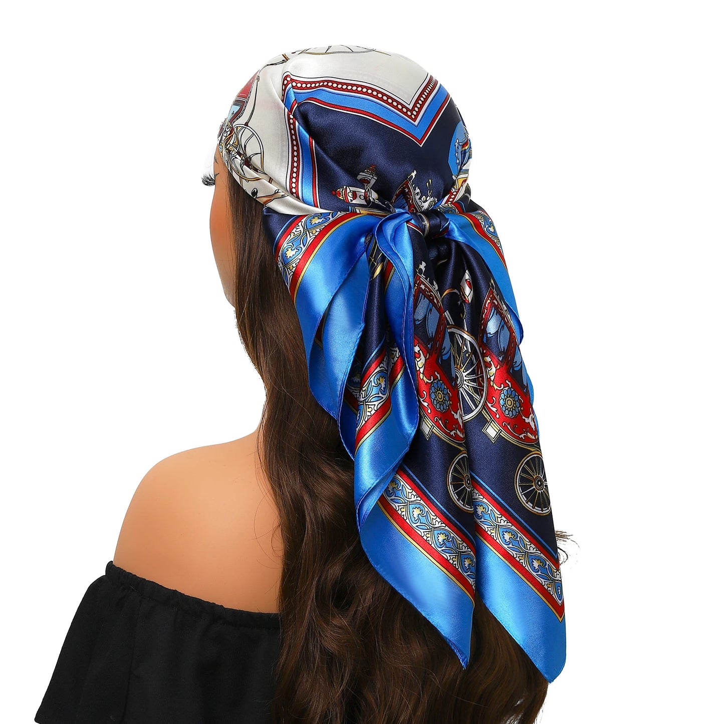 90cm Women Four Seasons Square Silk Satin Bandana Wrap Shawl Scarves Scarfs Sqk7