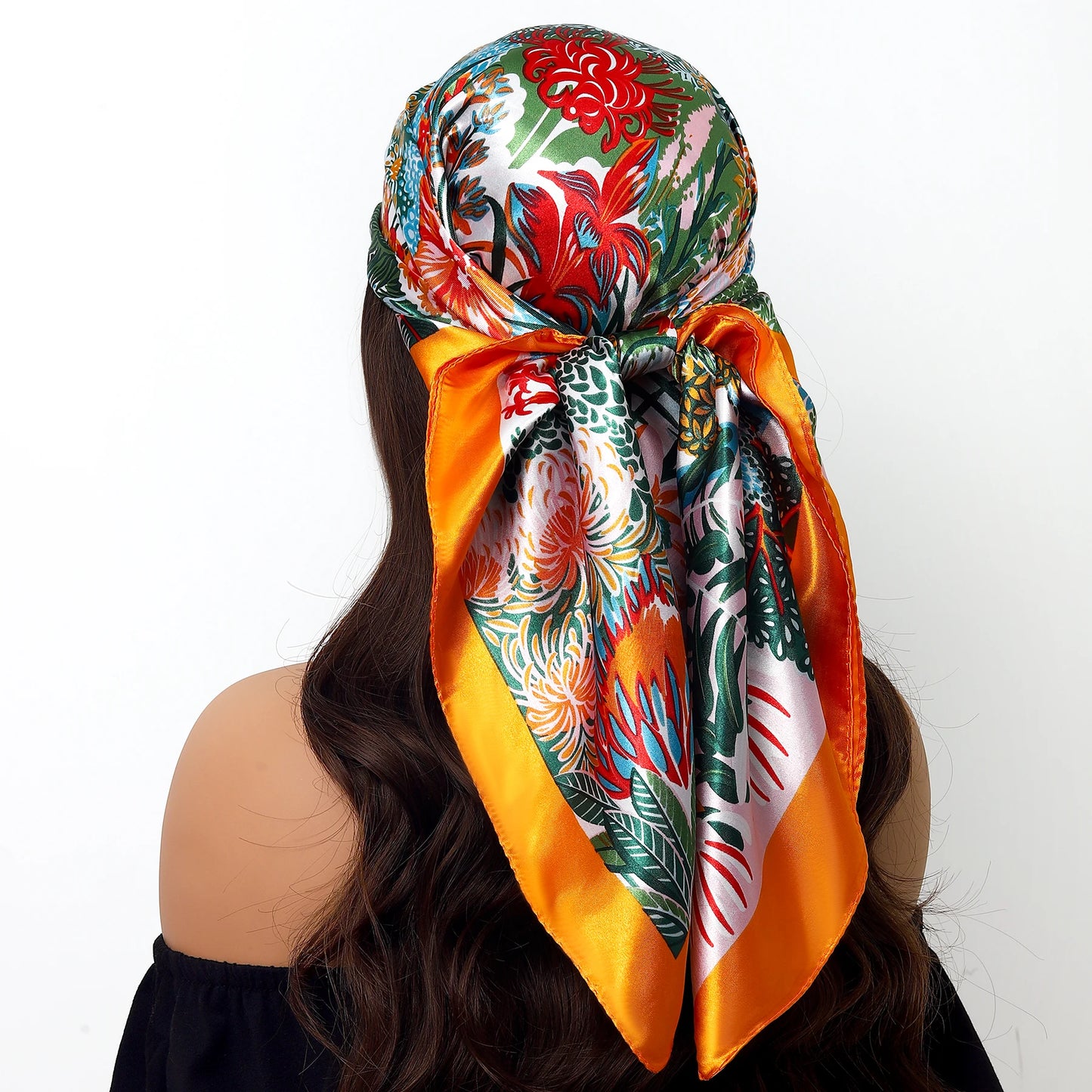 90cm Women Four Seasons Square Silk Satin Bandana Wrap Shawl Scarves Scarfs Sqk7
