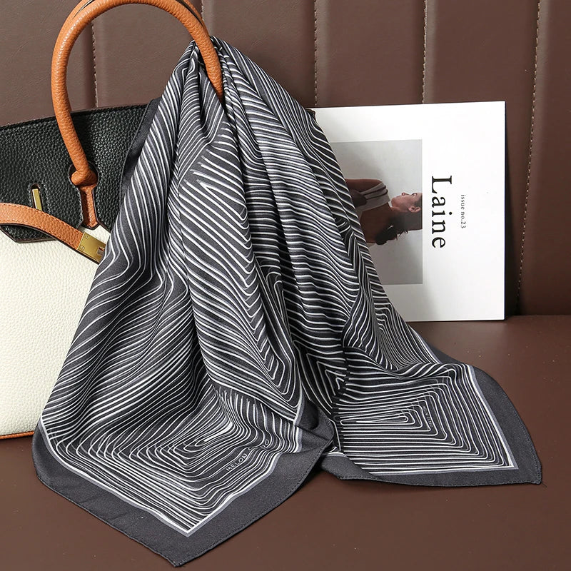 70cm Women Design Square Fashion Printed Satin Silk Scarf Scarves