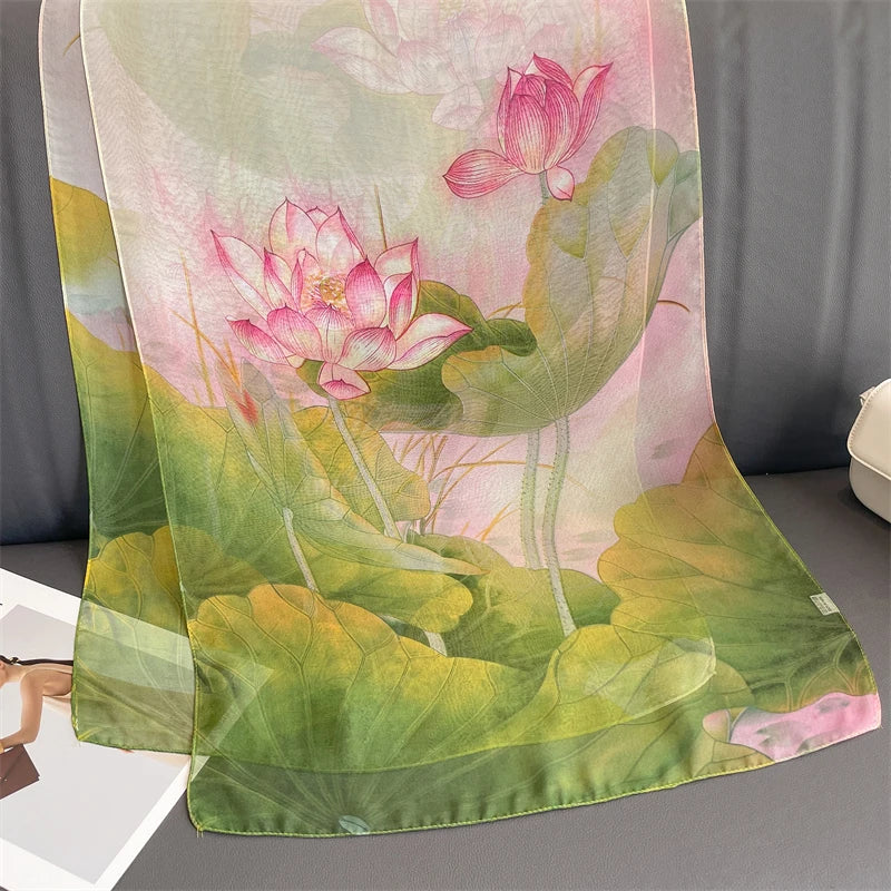 Women Beach Scarf Georgette Silk Shawls Design Printed Wraps Scarves
