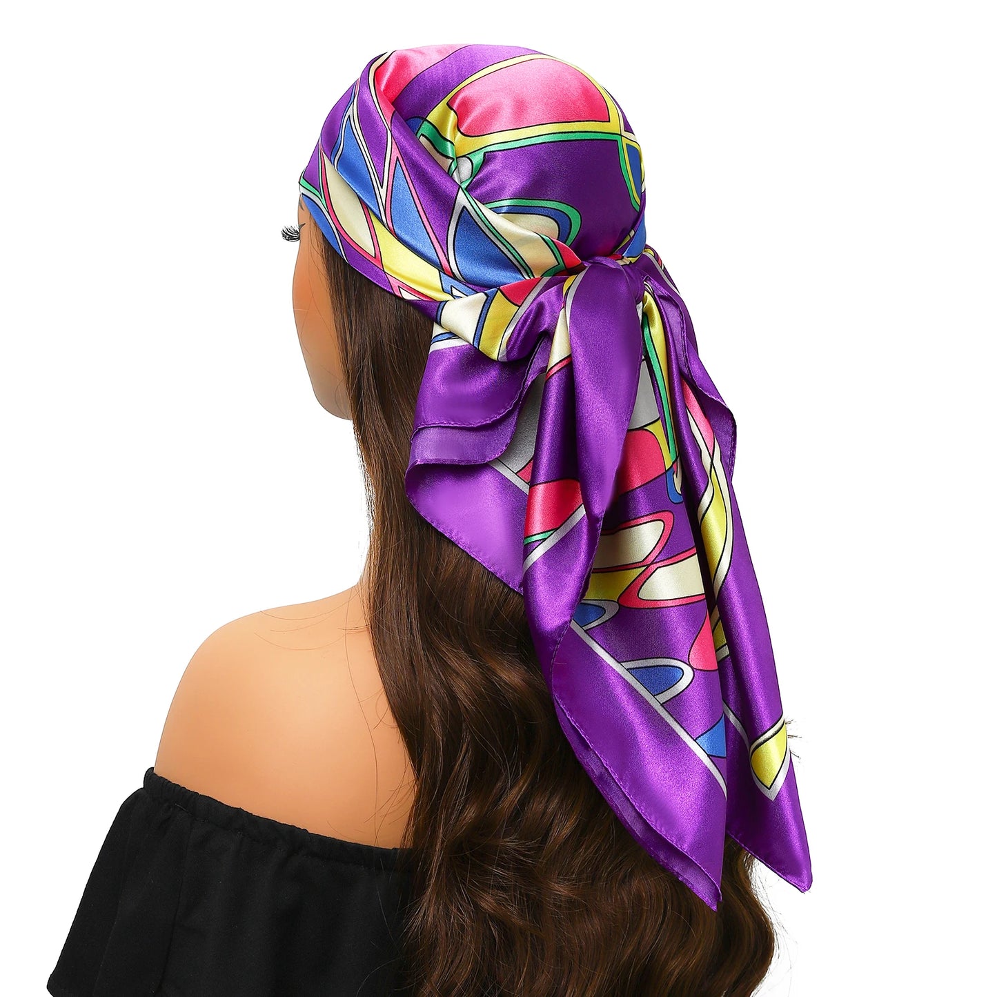 90cm Women Four Seasons Square Silk Satin Bandana Wrap Shawl Scarves Scarfs Spk11