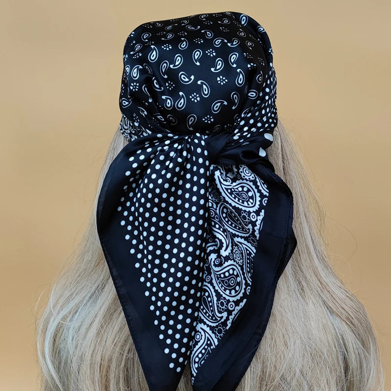 90cm Women Four Seasons Square Silk Satin Bandana Wrap Shawl Scarves Scarfs SRk3