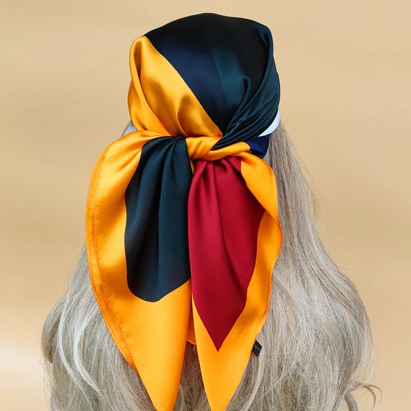 70X70cm Women Four Seasons Square Silk Satin Bandana Wrap Shawl Scarves Scarfs Spk7