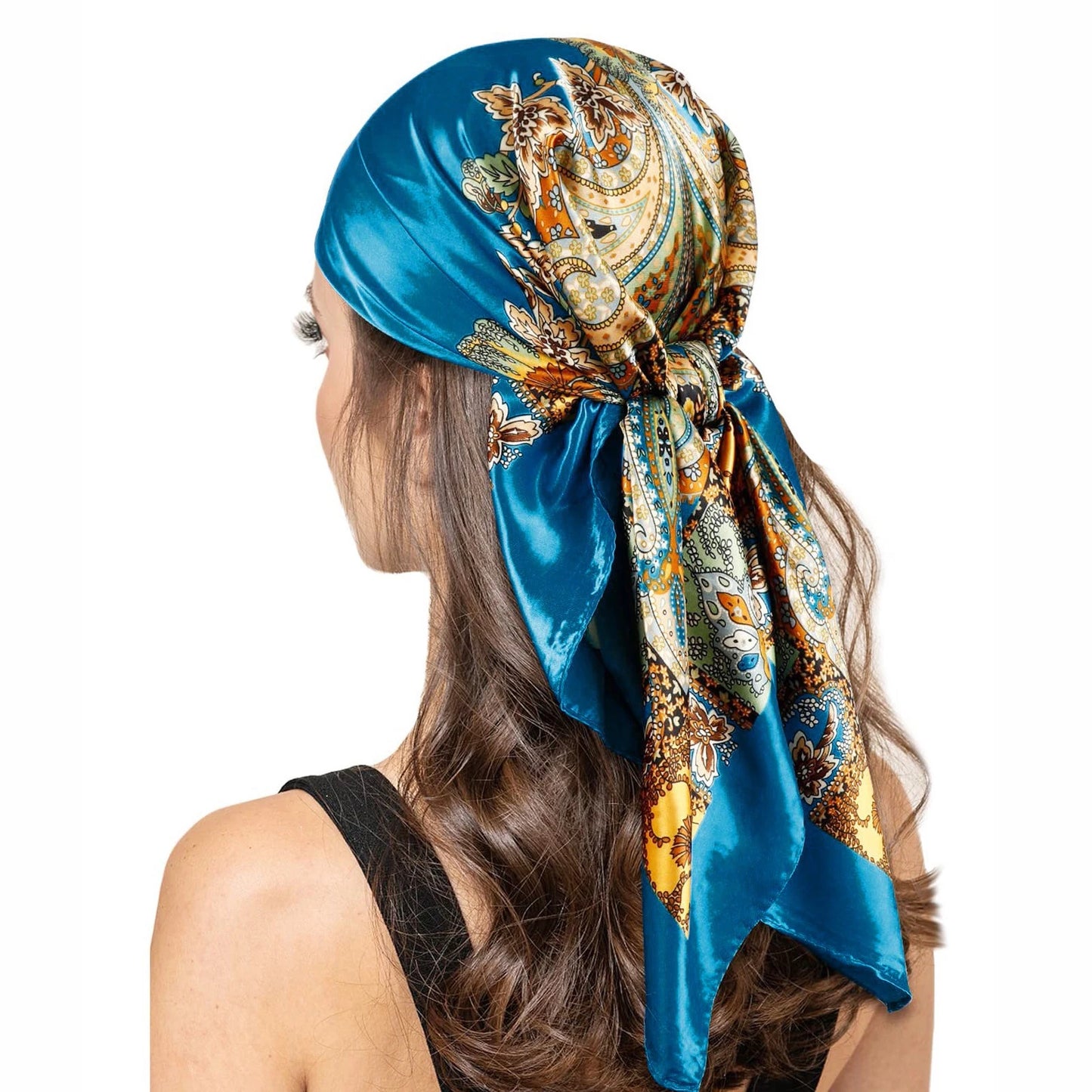 90cm Women Four Seasons Square Silk Satin Bandana Wrap Shawl Scarves Scarfs gfK2