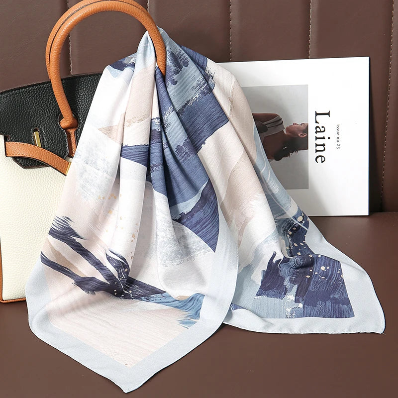 70cm Women Design Square Fashion Printed Satin Silk Scarf Scarves
