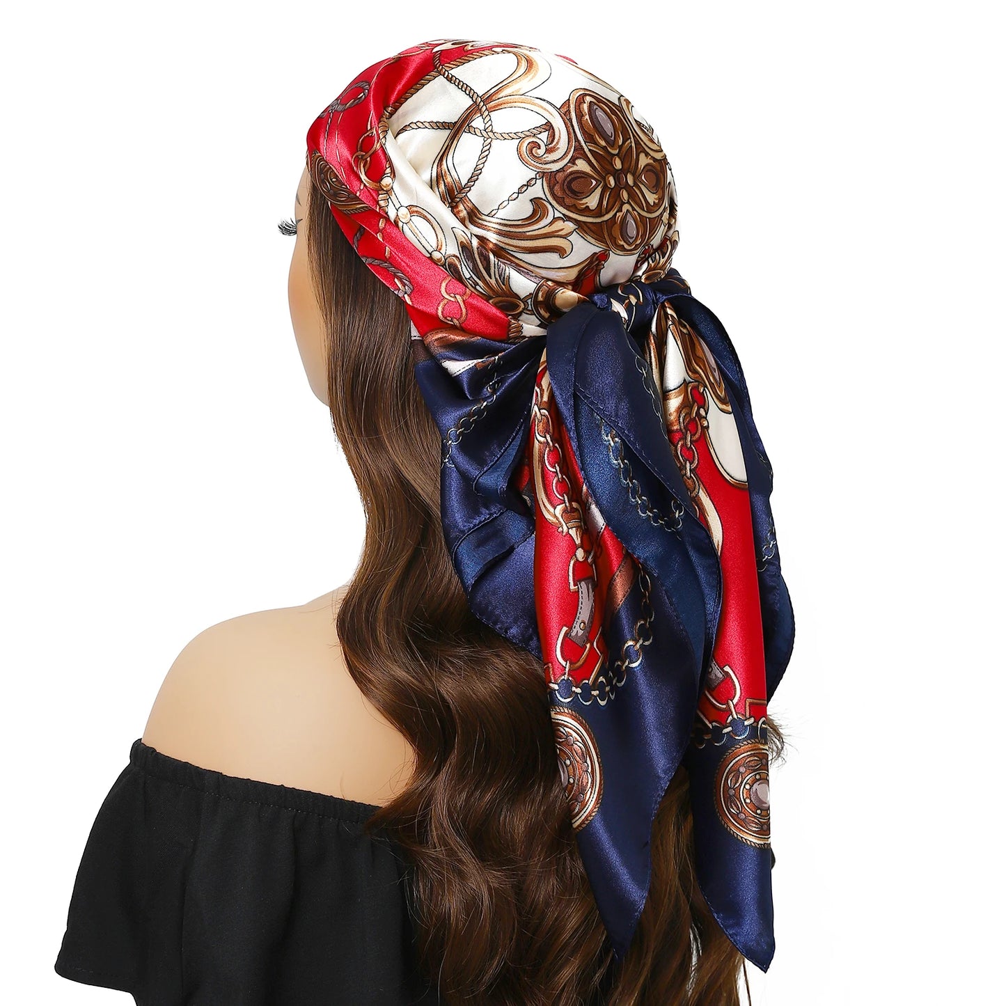 90cm Women Four Seasons Square Silk Satin Bandana Wrap Shawl Scarves Scarfs Spk13