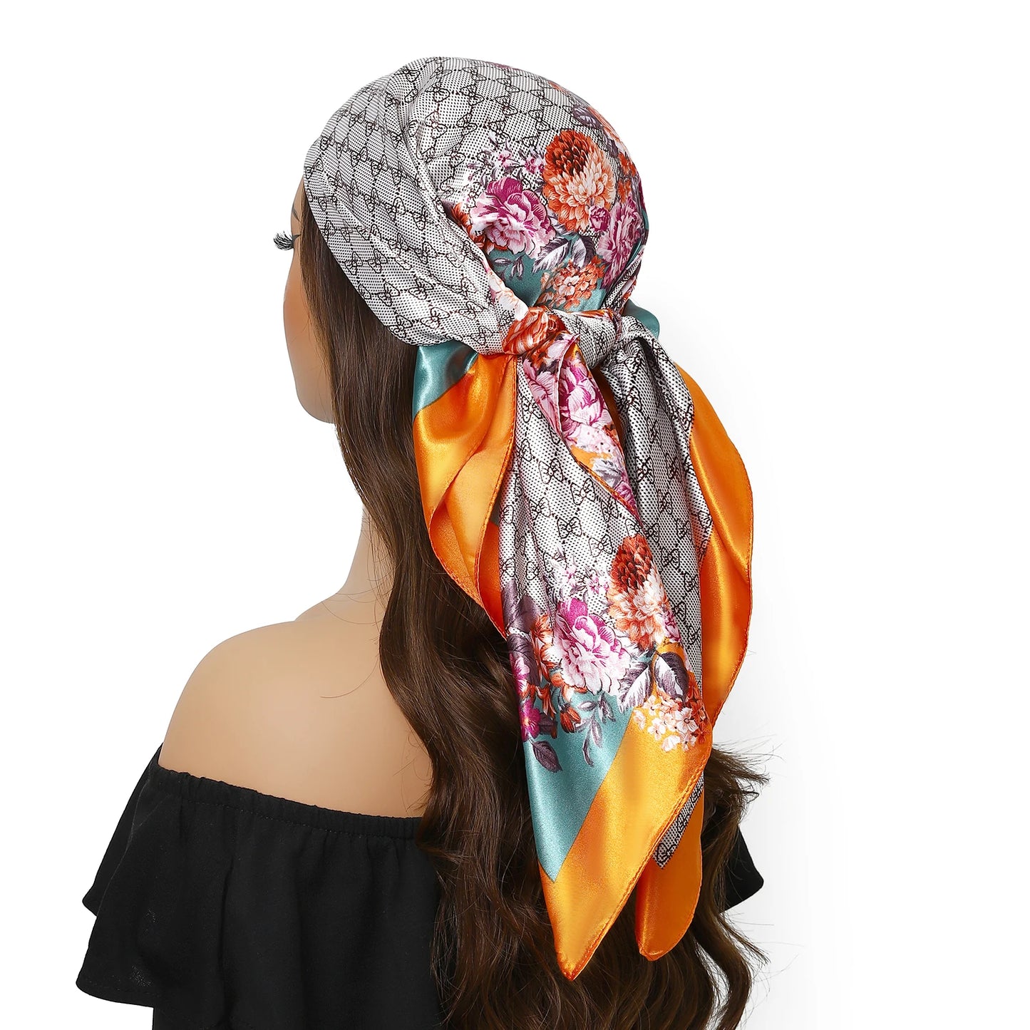 90cm Women Four Seasons Square Silk Satin Bandana Wrap Shawl Scarves Scarfs kfy1