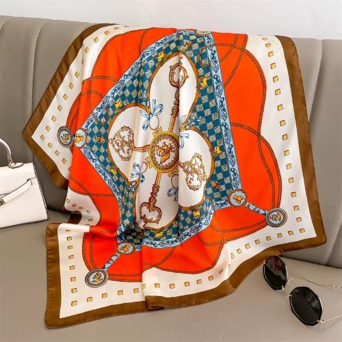 Women Square Scarf Print Satin Silk Like Bandana Shawl Wraps Scarves