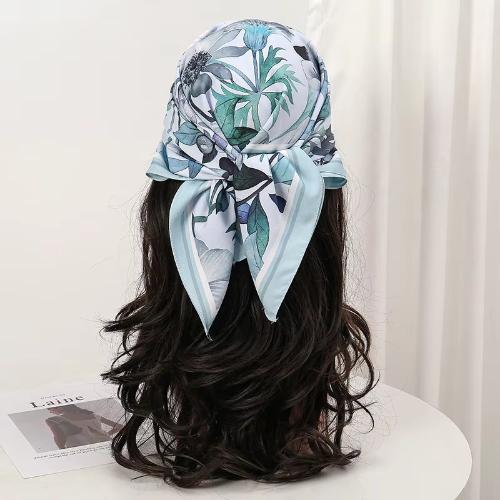 70cm Women Design Square Fashion Printed Satin Silk Scarf Scarves